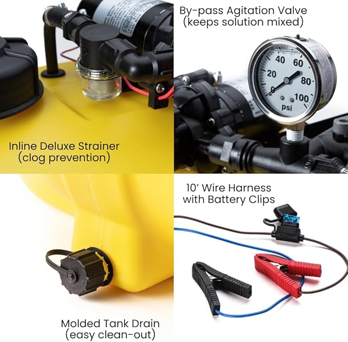 15 Gallon Platinum Spot Sprayer | 2.2 GPM 12V Diaphragm Pump (100 PSI) | Pro-Series Spray Gun Adjustable Nozzle | 15ft Long Reach Hose | Used for ATV UTV &amp Lawn Maintenance