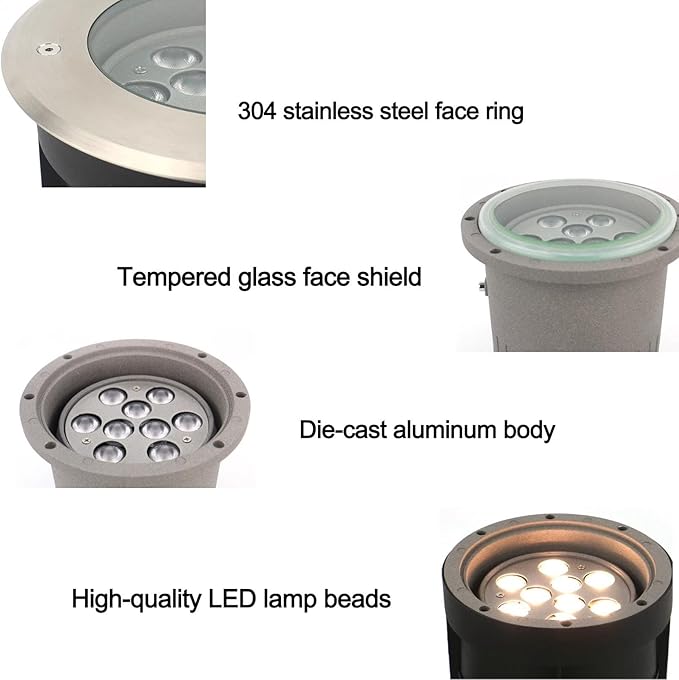Outdoor Landscape Lights - LED Underground Light AC 220V Recessed Adjustable Angle Underground lamp IP65 Outdoor Waterproof Polarized Underground Spotlight Easy Installation
