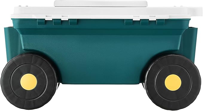 VEVOR Garden Scooter with Seat 2 in 1 Rolling Garden Cart with Storage Bin Supports up to 227 lbs Outdoor Wagon with Handle Lightweight Storage Gardening Stool for Yard Weeding Planting