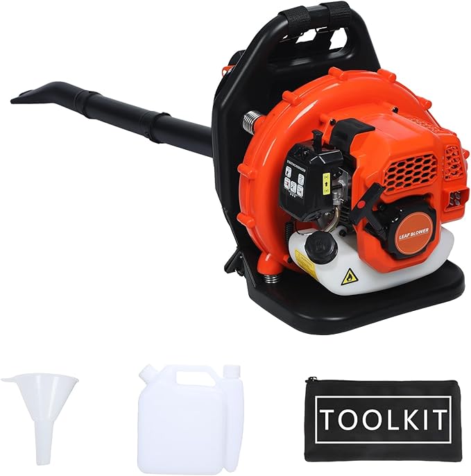 cdar 52CC Gas Backpack Leaf Blower 2-Stroke Engine 550CFM Commercial-Grade Backyard Blower for Lawn Care Patio Cleaning &amp Snow Removal Lightweight Ergonomic Design Orange