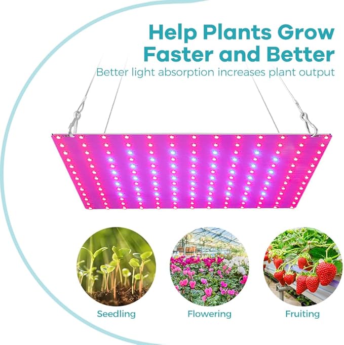 2Pcs 250W LED Spectrum Plant Panel Light 100-277V Indoor Vegetable Planting Lamp 110V Succulent Hydroponic Growth Lights UV/IR Indoor Cultivation Seedling Pink Purple Lamps169LEDs Greenhouse Tent