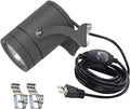 Kiven Plug in LED Indoor/Outdoor Waterproof Spotlight Porch Light with 9.84 FT Plug-in Cord 10 Watts Plug in Accent Light with Vinly Siding Hooks for Plants Porch Garden(Warm White) Black
