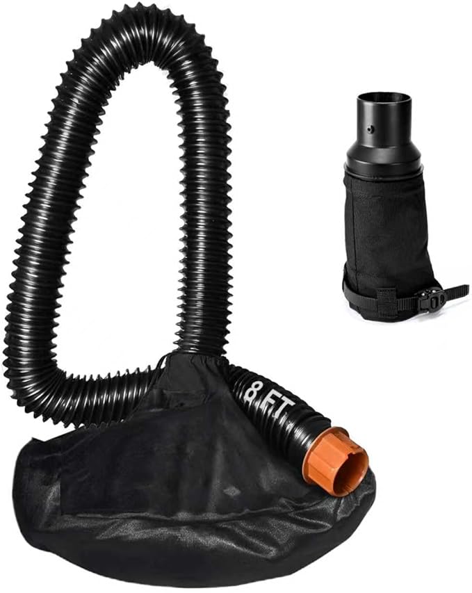 Leaf Collector Compatible with Worx Leaf Blower &amp Vacuum Includes Adjustable Adapter Fits 2.3-5 Connection Ports 2-8FT Hose and Mesh Hood