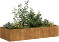 Extra-Large 78.7 in Weathering Steel Rectangular Raised Garden Bed Planter Box Rustic Brown Outdoor Raised Bed for Patio &amp Garden with Open Bottom Drainage