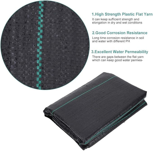 2X5M Garden Weed Control Fabric Landscape Ground Cover Weed Barrier High Strength Plastic Flat Yarn with Excellent Water Permeability Durable Ground Cover for Garden and Orchard