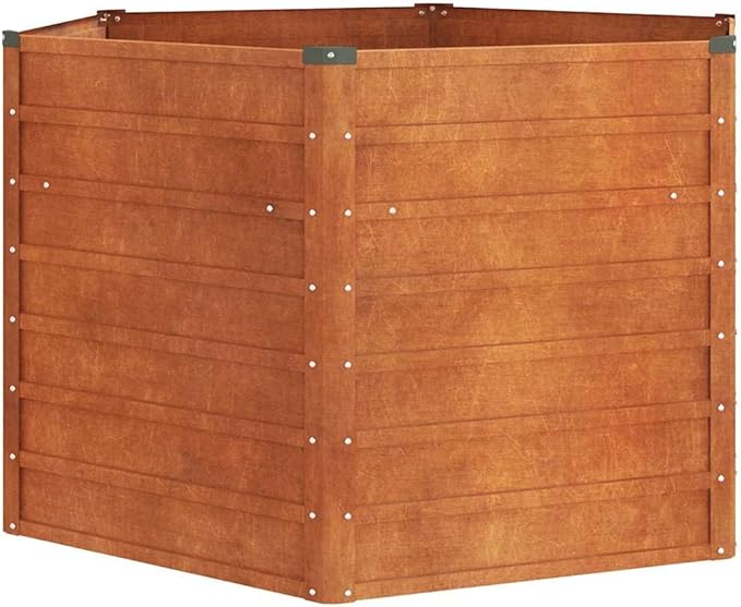 YAFF Large Corten Steel Garden Raised Bed – Ideal for Urban Gardening 50.8 x 50.8 x 30.3 Inch Weathered Finish Perfect for Vegetables Herbs Flowers Outdoor Use on Balconies and Patios