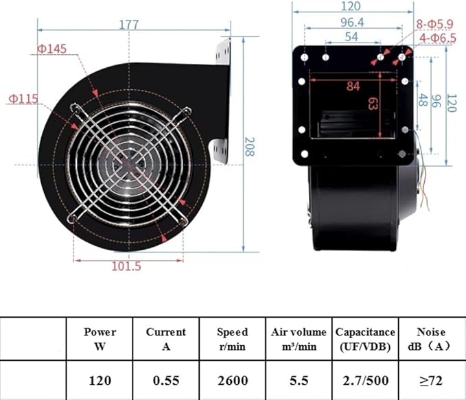 Power Frequency Centrifugal Fan 120W Blower Fan Ac-CENTRIFUGAL Fan Centrifugal Blower