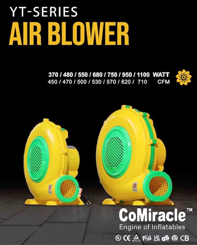 CoMiracle Air Blowers 550 Watt Inflatable Bounce House Air Blower Outdoor Inflatable Castle and Jump Slides Blower
