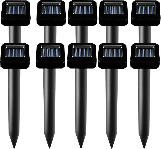 Solar-Powered Mole Repellent 10P Outdoor Gopher Repellent for Lawn Garden Yard Mole and Vole Repeller Waterproof Effectively Repels Gophers Snake Black
