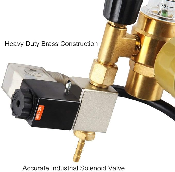 CO2 Regulator by Carbon Accelerator for C02 Tanks - Gauge for Pressure and Flow Meter with 120v Plug for Solenoid Valve for Grow Rooms Tents and Works with PPM Controllers and Timers