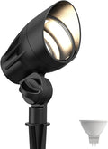 GOODSMANN Low Voltage Spotlights Landscape Lighting 5W LED Outdoor Floodlights 2700K Warm White Replaceable LED Outside Hardwired Lighting with Metal Stake Cable Connector