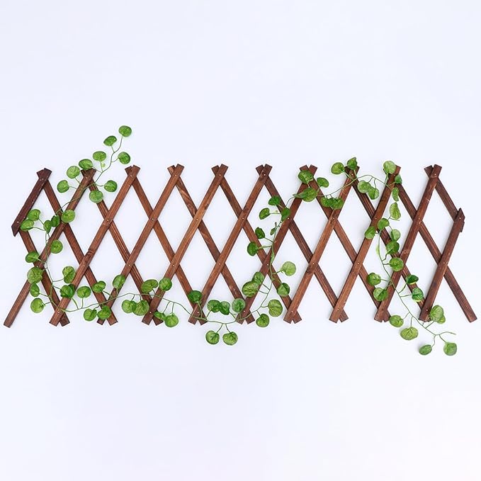 SUPVOX Expandable Carbonized Anti-Corrosion Wood Plant Bracket Trellis for Climbing Plants 44cm X 28cm X 0.7cm Outdoor Balcony Garden Climbing Support Frame