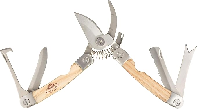 Esschert Design RFS Stainless Steel Garden Multi Tool Ash Wood Leather 2.9 x 0.9 x 5.5