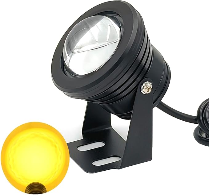 Warm White Pond Lights Outdoor 10 Ft Cord Underwater Light 12W IP68 Waterproof Garden Lights Spotlight for Lawn Decorative Lamp 3000K Warm White Spotlights with US Plug 2 Lights