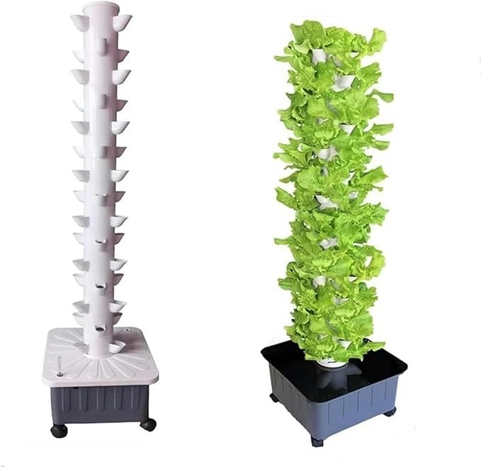 Hydroponic Tower Aquaponic Culture of 45 Holes Hydroponic Culture Soil -Free Cultivation Airplane Crop Kit of Garden