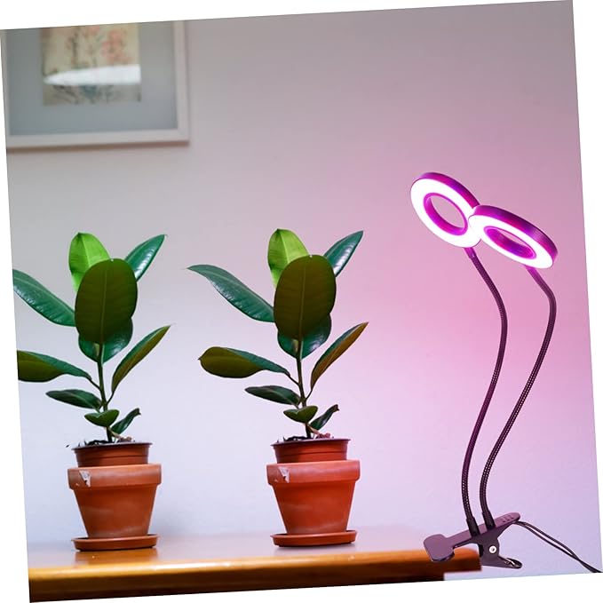 HANABASS LED Dual-Headed Plant Grow Light for Indoor Plants Adjustable Brightness Timer 5V Clip-on Design for Succulents and Hydroponics