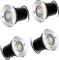 4PCS 3W Ground LED Landscape Lights - 12V Low Outdoor Buried Lights IP67 Waterproof COB Recessed LED Spot Lamp for Patios Lawns Driveways DeckWarm White-3W