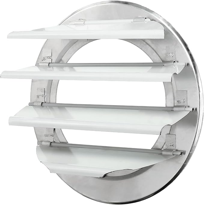 PATIKIL 8 Inch Aluminum Vent Cover Louver Shutter Exhaust Fan Louvered Vent Automatic Gravity Round Grill Self-Closing Vent Cover for Greenhouse Industrial Exhaust HVAC System White