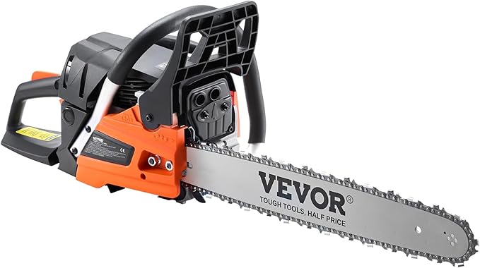 VEVOR Gas Chainsaw 52CC 2-Cycle Gasoline Powered Chainsaw 18 Inch Handheld Cordless Petrol Chain Saws For Forest Wood Garden and Farm Cutting Use