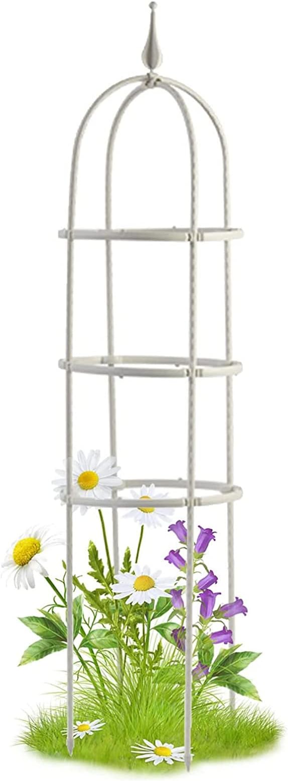 Garden Trellis for Climbing Plants Garden Tower Obelisk Trellises Rustproof Metal Potted Plant Climbing Support Large Garden Trellis Plant Supports for Climbing PlantsWhite15 * 90cm