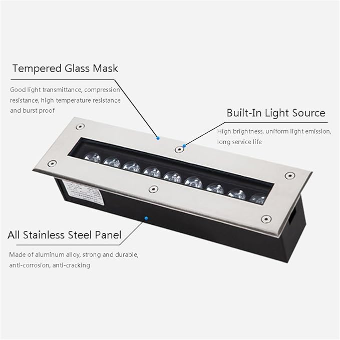 Rectangular Ground Landscape Light - Outdoor Ground Spotlight IP66 Waterproof AC85-265V Garden LED Spotlight Recessed LED Underground Light for Villas Patio Deck Lawn Landscape Lighting (Blue 24