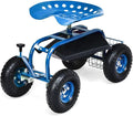 Goplus Garden Seat with Wheels Rolling Garden Cart with 360 Degree Swivel Seat for Planting Gardening Stool w/Tool Tray Basket Gardening Chair Workseat Patio Wagon Scooter for Seniors