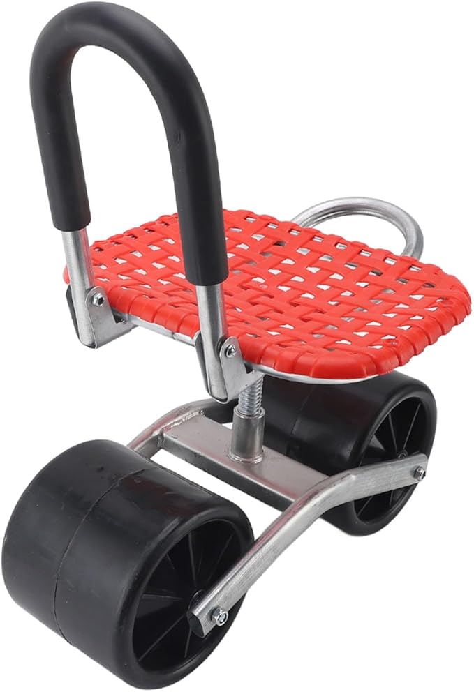 Garden Rolling Work Seat Stool Iron Cart with 2 Wheels Garden Tool for Field Multifunctional Design Increases Work Efficiency