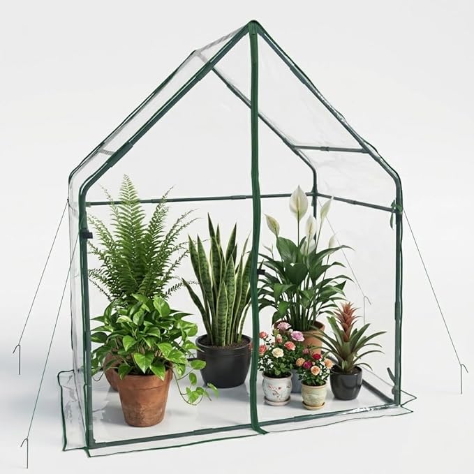 Gardzen Small Walk-in Greenhouse Heavy Duty Portable Green House for Outside with Sturdy Frame &amp Clear Cover Protects Plants from Cold Rain 36.2(L) x53.3(W) x66.1(H)