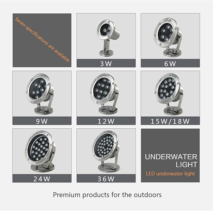 LED Ring Fountain Light - Submersible IP68 Waterproof Stainless Steel Spotlight for Fountain/Landscape Decoration 24V Middle Hole Pool Lights