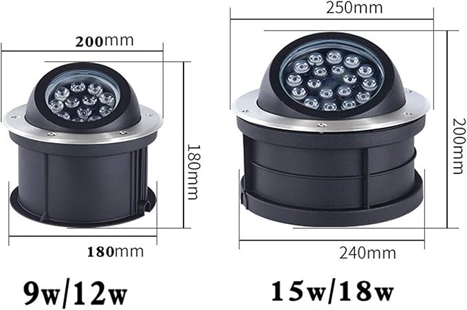 LED Garden Buried Light 85-265V Outdoor Underground Spotlight IP67 Waterproof Floor Lamp for Pathway Patio Bridge Landscape Lighting (Yellow 18W)