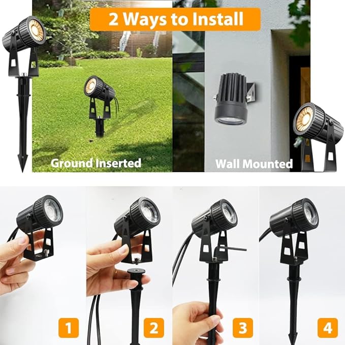 LED Landscape Lights Low Voltage COB Landscape Lighting 24V 20W Warm White 2100LM Garden Spotlights Outdoor for Yard Lawn Wall Fence(6 Pack)
