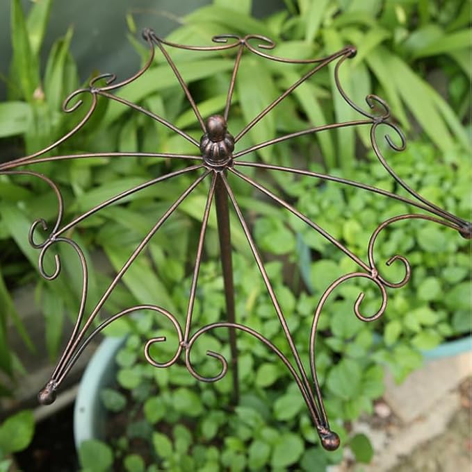 Garden Trellis for Potted Plant Outdoor Metal Umbrella-Shaped Rose Flower Stand Old Iron Decorative Trellis Fence Panels SupportBronzeSmall