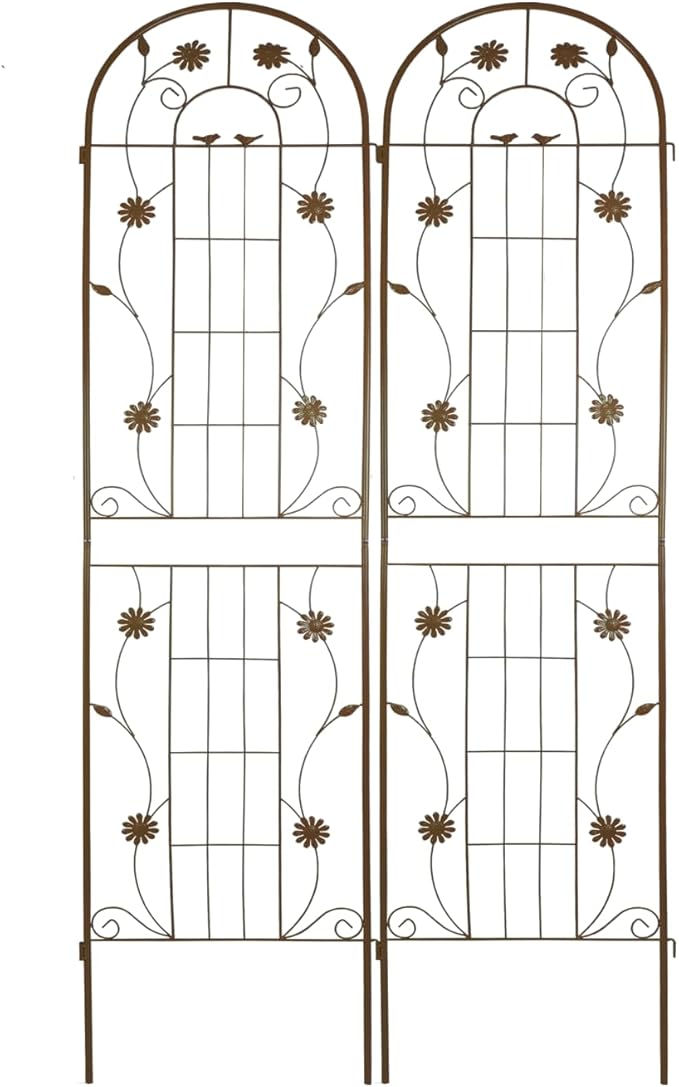 2 Pack Metal Garden Trellis 86.7 x 19.7 Rust-Resistant Trellis for Climbing Plants Outdoor Flower Support Brown