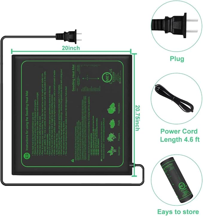 2 Pack Seedling Heat Mat for Seed Starting20 x 20.75 Waterproof Heating Pad for Indoor Plants Germination(L)