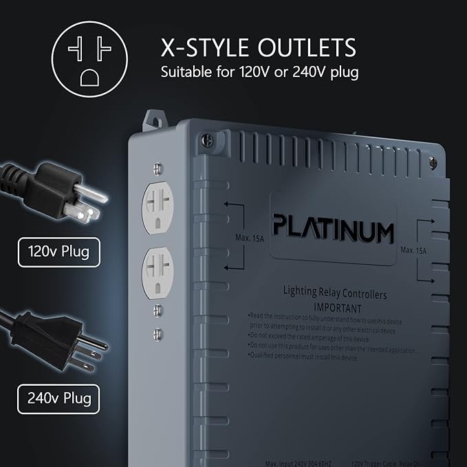 Lighting Relay Controller 4000W 4-Light HID Master Relay Controller w/Trigger Cord for Hydroponics Indoor Grow Lighting (4-Outlet)