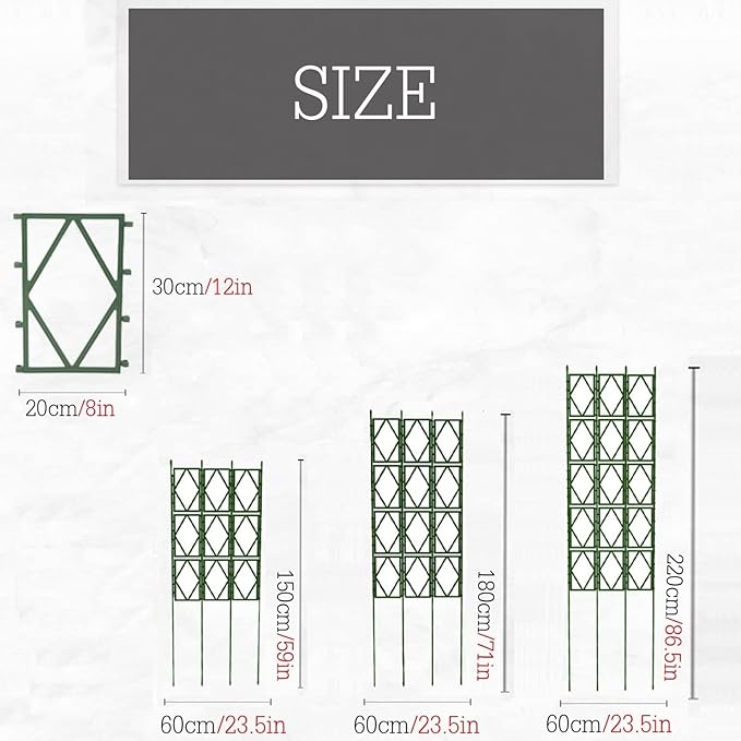 Garden Trellis Decorative Lattice Grid Vintage Garden Climbing Aid Outdoor Plant Trellis for Climbing Plants for Cucumber Vegetables Clematis Support Green (Size : 60x180cm/23.5x71in)