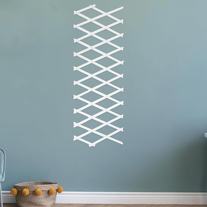 Happyyami Indoor/Outdoor Wooden Fence Panel Garden Trellis Lattice Wall Decor Animal Barrier Plant Support