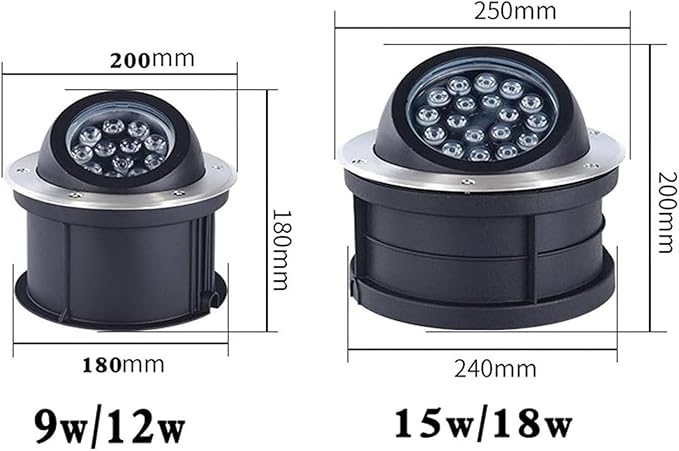 LED Beam Spotlight IP67 Waterproof Adjustable Angle 18W Landscape Buried Floor Light Recessed Stainless Steel Garden Lamp (Green 24V)