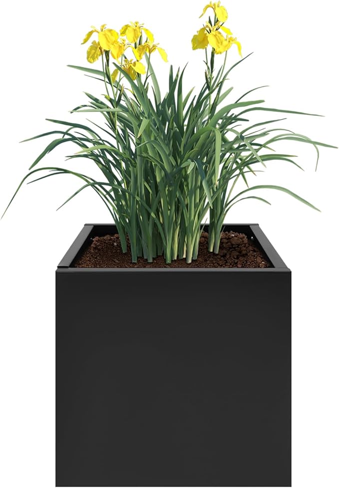 Metal Planter Box Indoor &amp Outdoor Planter Box Metal Garden Planter for Plants and Flowers Fits for Outside Indoor Garden (Black)