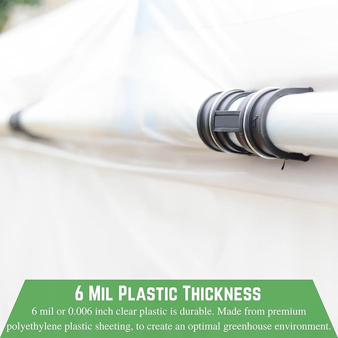 Farm Plastic Supply - Clear Greenhouse Plastic Sheeting - 6 mil - (10' x 60') - 4 Year UV Resistant Polyethylene Greenhouse Film Hoop House Green House Cover for Gardening Farming Agriculture