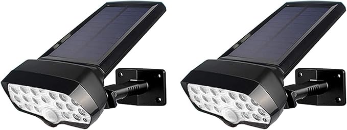 16 LEDs Solar Motion Sensor Landscape Spotlights IP65 Waterproof Outdoor Solar Powered Security Wall Light 3 Modes Solar Landscaping Lighting for Yard Garden Garage Pool Patio 2 Pack
