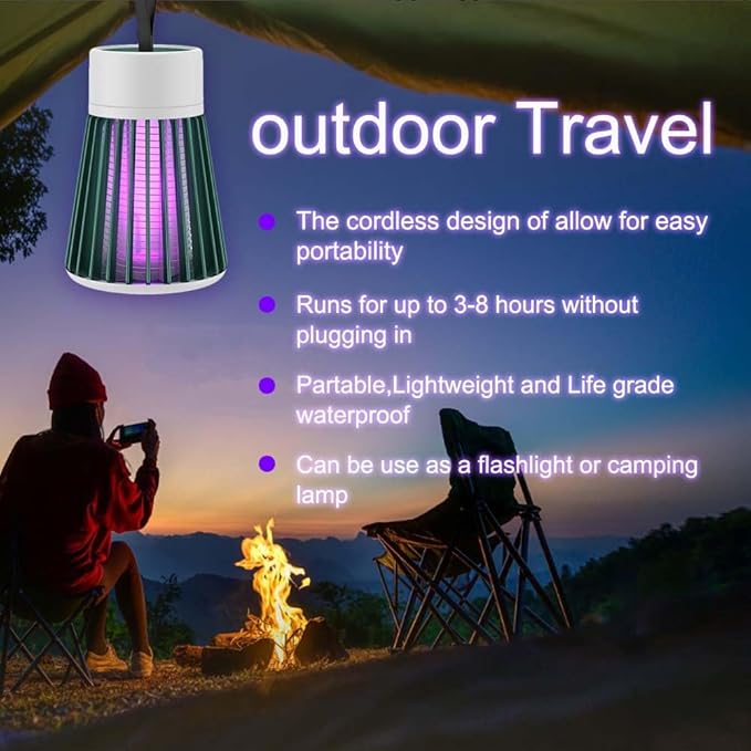 Mozz Guard Mosquito Zapper 2025 New MozzGuard Outdoor Mosquito Lamp USB Charing and Low Noise Portable Cordless Zapper Outdoor for Indoor Home Garden Camping Picnic (2 Pack)