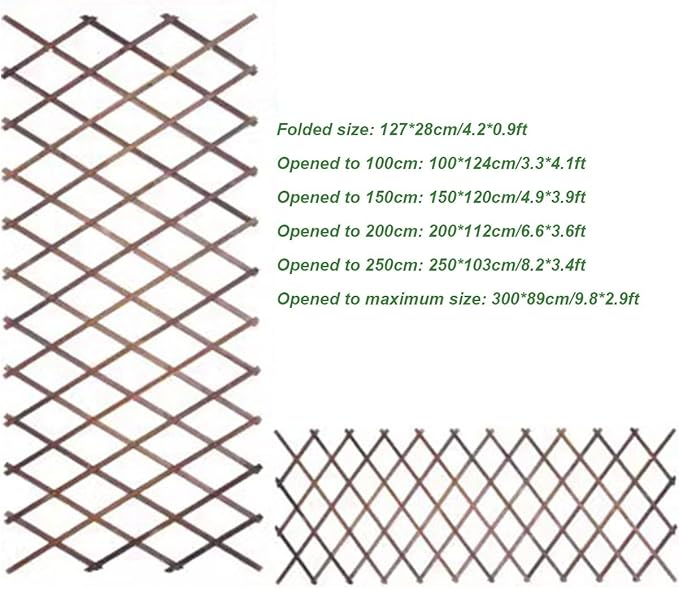 Expandable Garden Trellis Support for Climbing Plants Wooden Lattice Fence Wall Panel Lattice Panels for Outside for Climbing Plants Vine Ivy Rose Cucumbers Clematis(127 * 28cm)