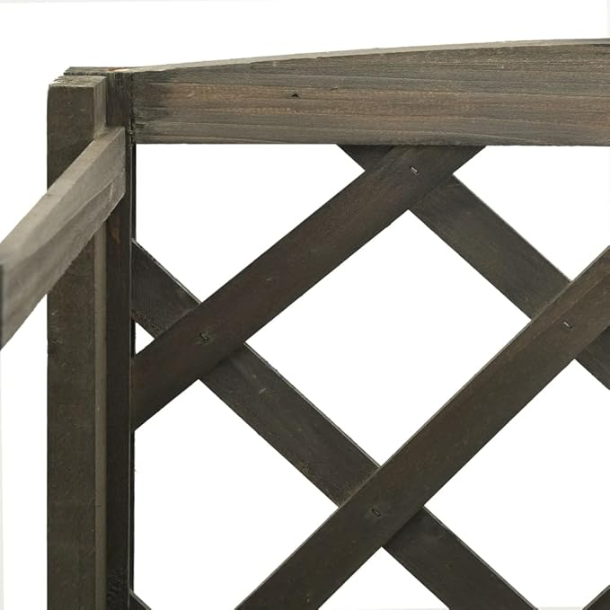 vidaXL Solid Firwood Plant Stand with Trellis - Outdoor Garden Display Shelf with Wood Gray Finish and 3 Shelves for Ample Storage