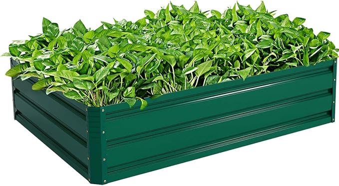 GRAFFY Steel Raised Garden Bed Reinforced Plant Growing Container for Vegetable Flower Herb Plants Outdoor Grass Patio Lawn Garden Beds Box (47 L x 35.5 W x 12.0 H)