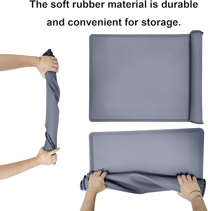 Silicone Waterproof Mat for Hydroponics Growing System IndoorWater Bucket MatEasy to Clean and Non-Slip43.3 x 23.6 InchesGray