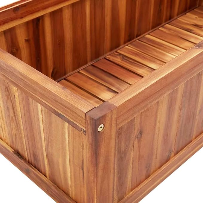 vidaXL Solid Acacia Wood Raised Bed with Trellis - Versatile Outdoor Rectangular Planter for Patios Gardens or Backyards - Natural Oil Finish - Easy Assembly - 33.5x15x59.1