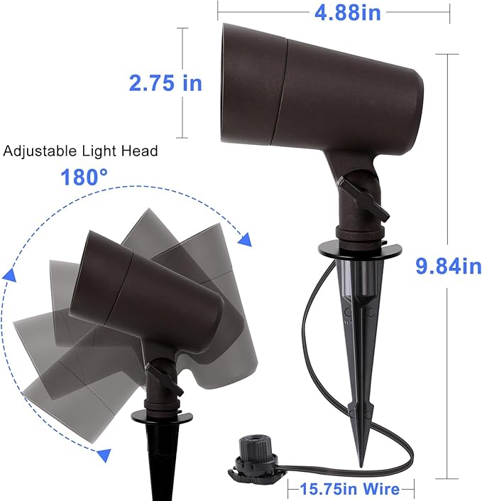 3CCT LED Landscape Lights with Connectors 12V Low Voltage 3000K/4000K/5000K Selectable 3W 200LM Outdoor Waterproof Garden Pathway Lights Wall Tree Flag Spotlights with Spike Stand 4 Pack