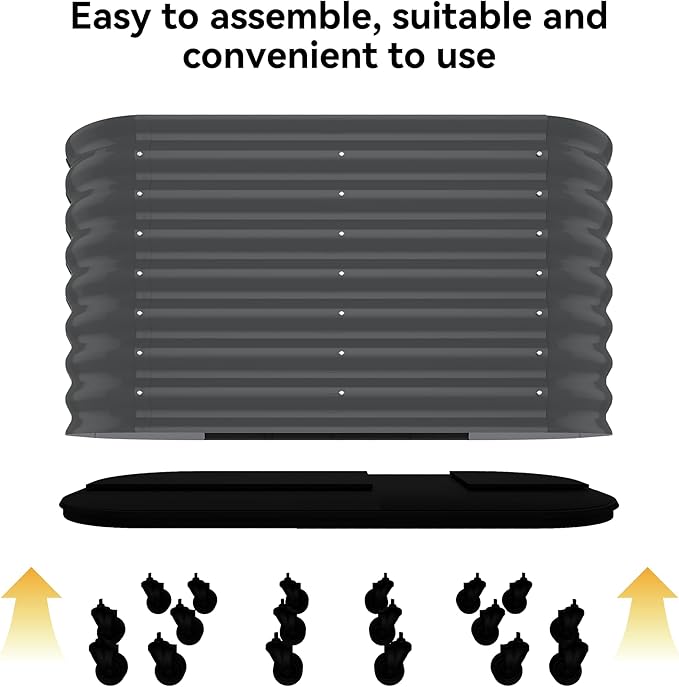 59x24x28 in Galvanized Raised Garden Bed with Wheels &amp Water Reservoir – Durable Outdoor Planter Box Elevated Raised Beds for Gardening Portable Garden Box for Indoor/Outdoor Plants Gray