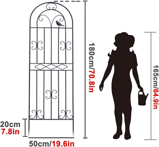 LTSRLL Large Metal Garden Trellis Plant Screen - Indoor Outdoor Flower Stand Rose Trellis - Rustproof/Weatherproof/Easy to Assemble(White180x50cm)